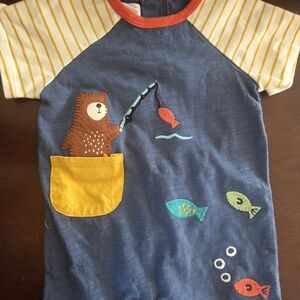 Mudpie Bear And Fish Romper, 9-12 mos